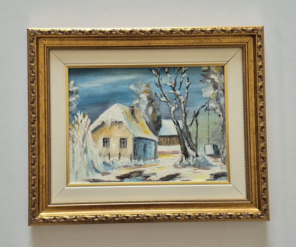 Oil on canvas - Winter rural idyll