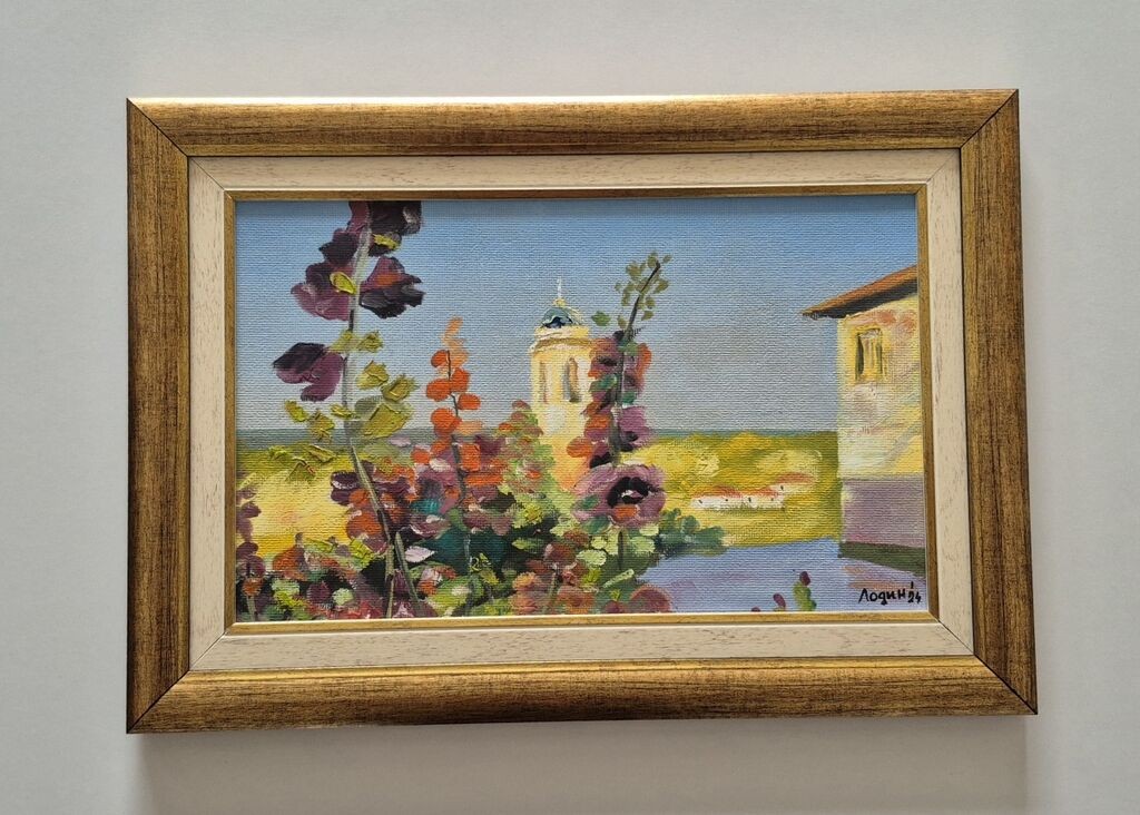 Oil on hardboard - Flower landscape