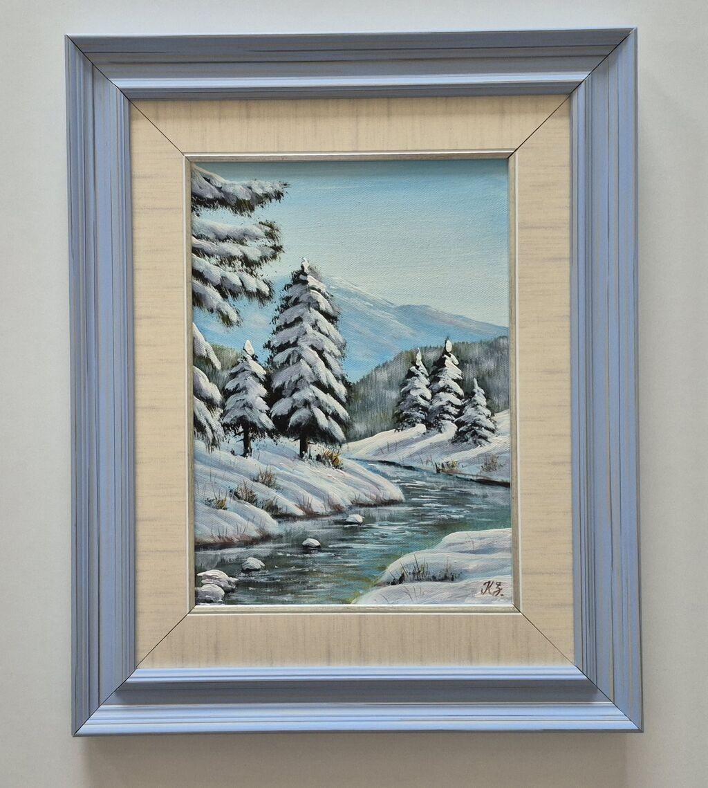 Oil on canvas - The magic of one winter, a beautiful picture