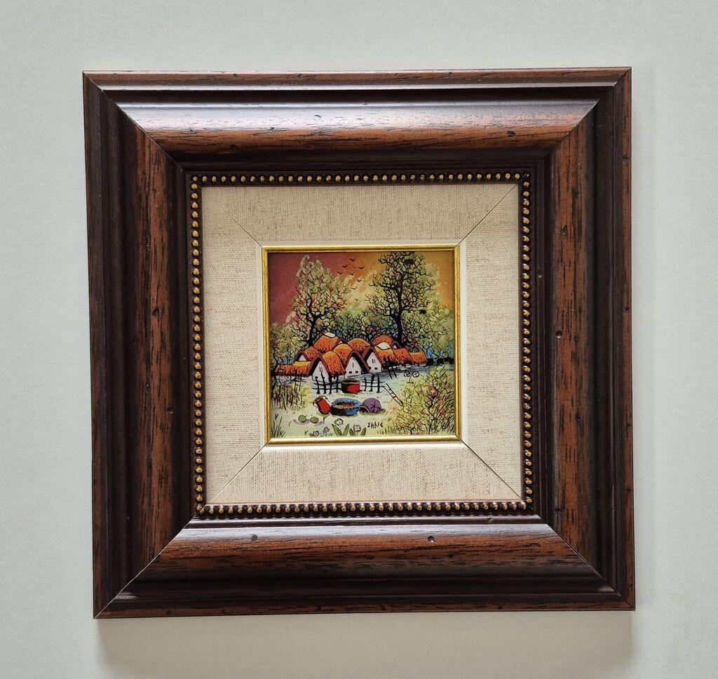 Naiva, oil on glass - Arrival of autumn - Miniature