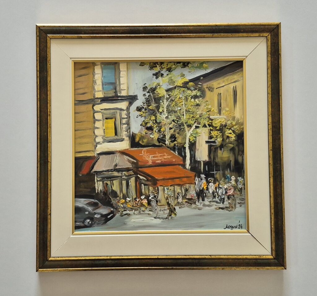 Oil on hardboard - The city, a beautiful picture