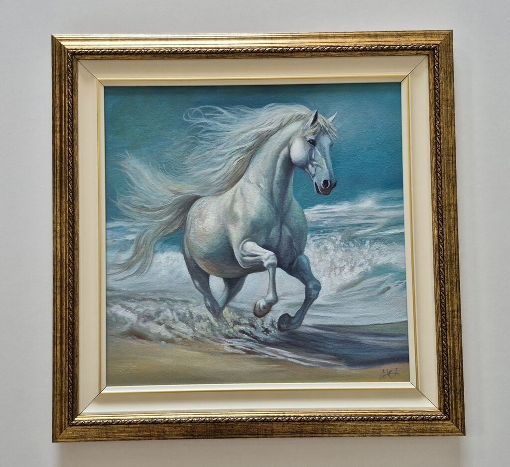 Oil on canvas - Happy horse, beautiful picture