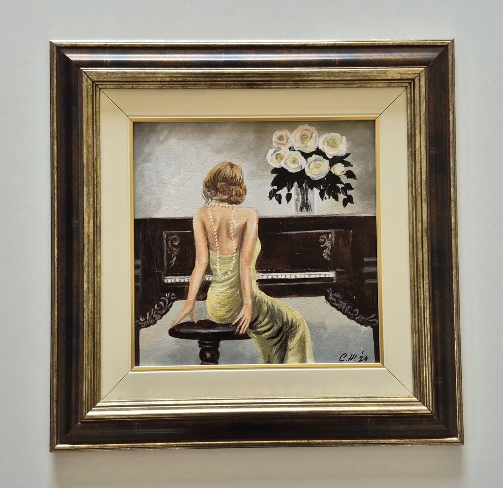 Oil on canvas - Pianist, beautiful painting