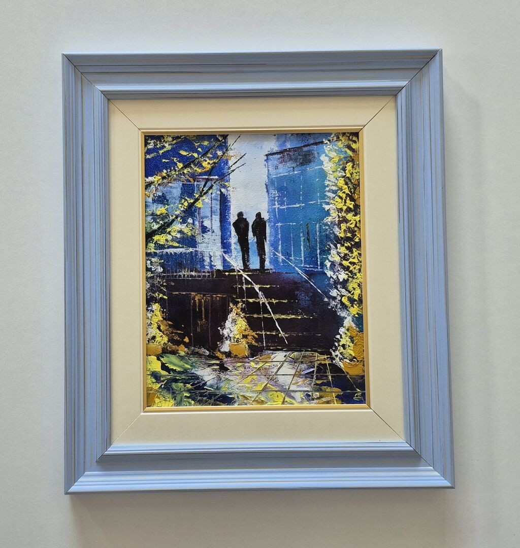 Oil on canvas - Couple in the night, beautiful picture
