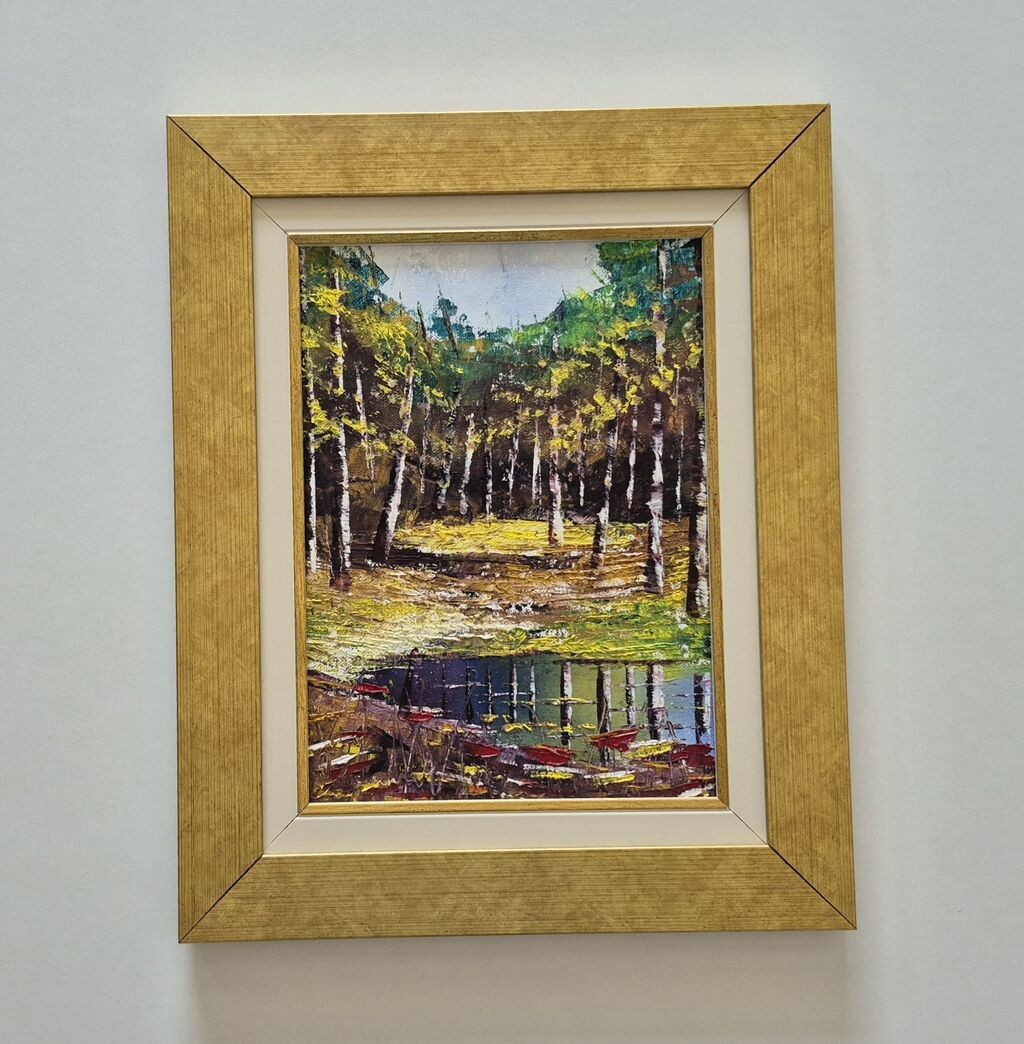 Oil on canvas - In the heart of the forest, a beautiful painting