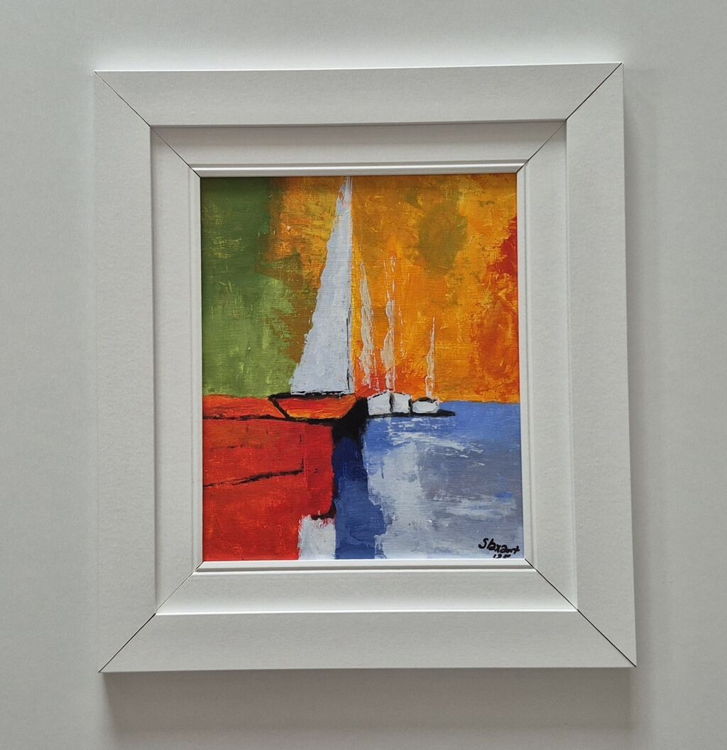 Oil on canvas - Mediterranean in white, beautiful