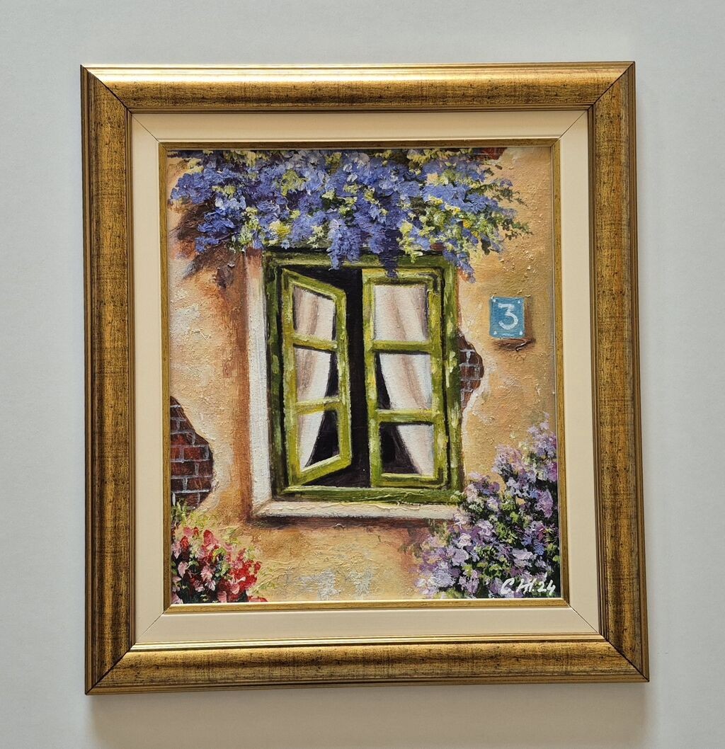 Oil on canvas - House in flowers 3, beautiful picture