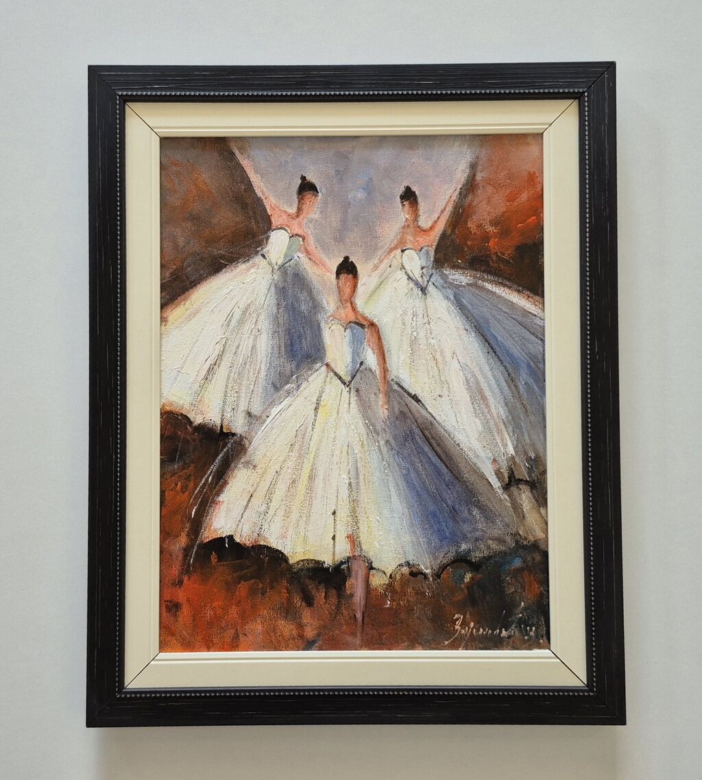 Oil on canvas - Three ballerinas, a beautiful picture