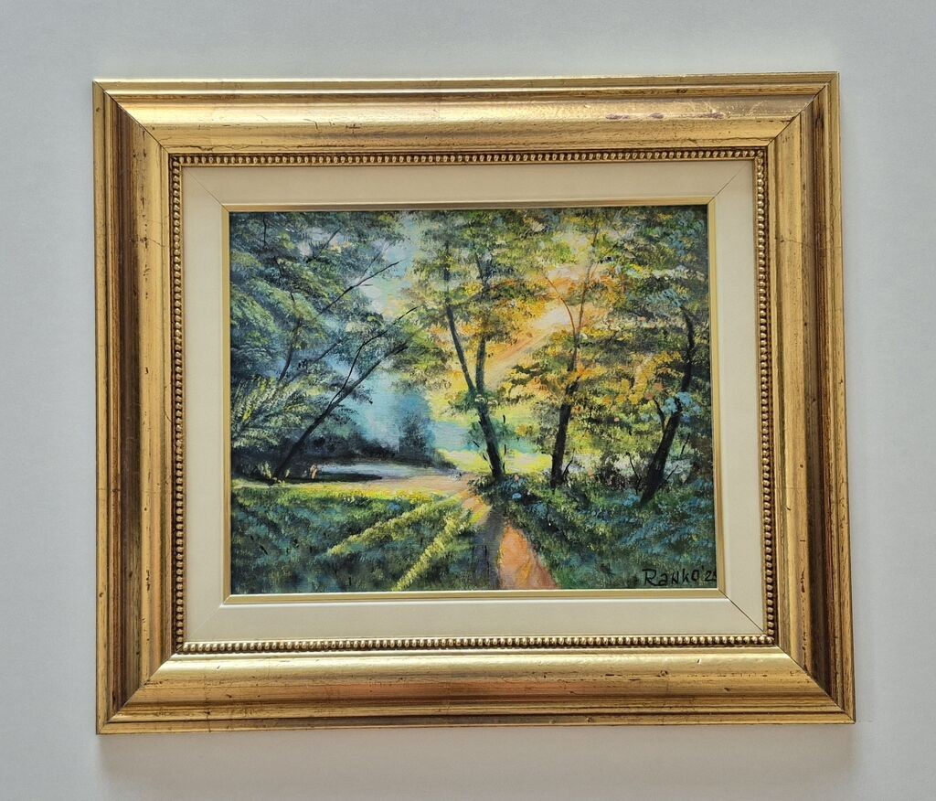 Oil on canvas - Autumn morning, beautiful picture