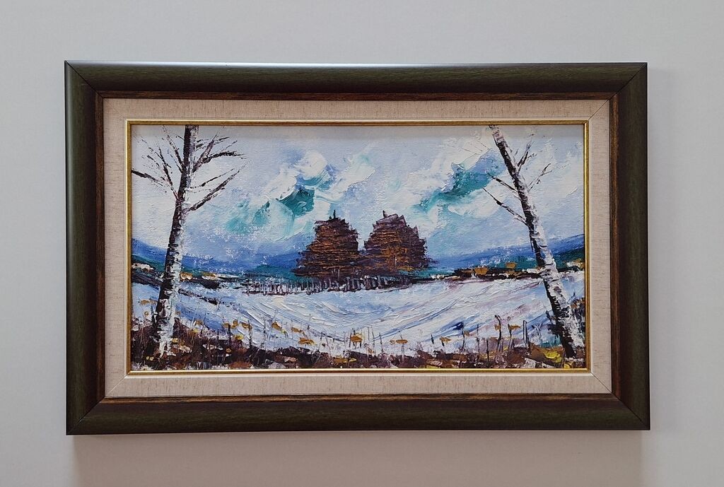 Oil on canvas - Winter landscape, beautiful picture