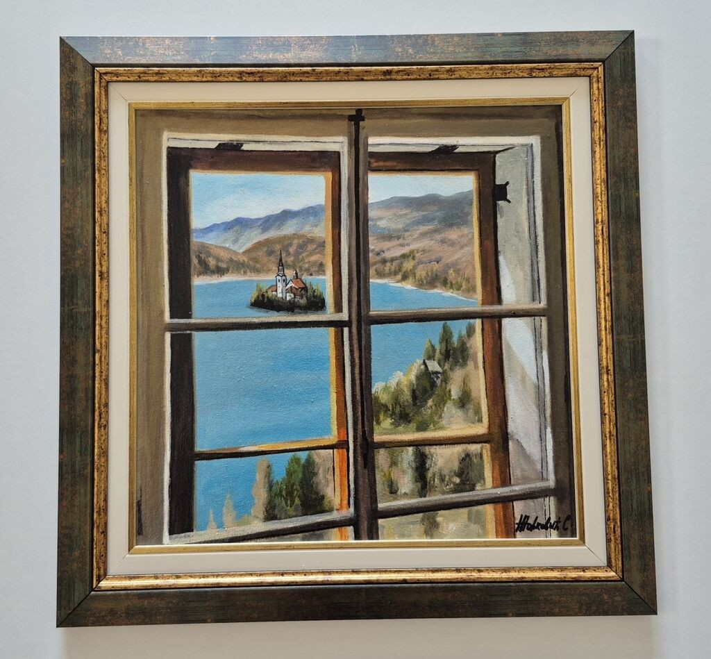 Oil on canvas - View of Lake Bled