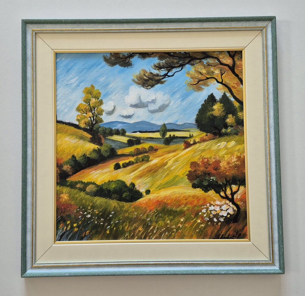 Oil on canvas - Colors of a summer landscape, beautiful