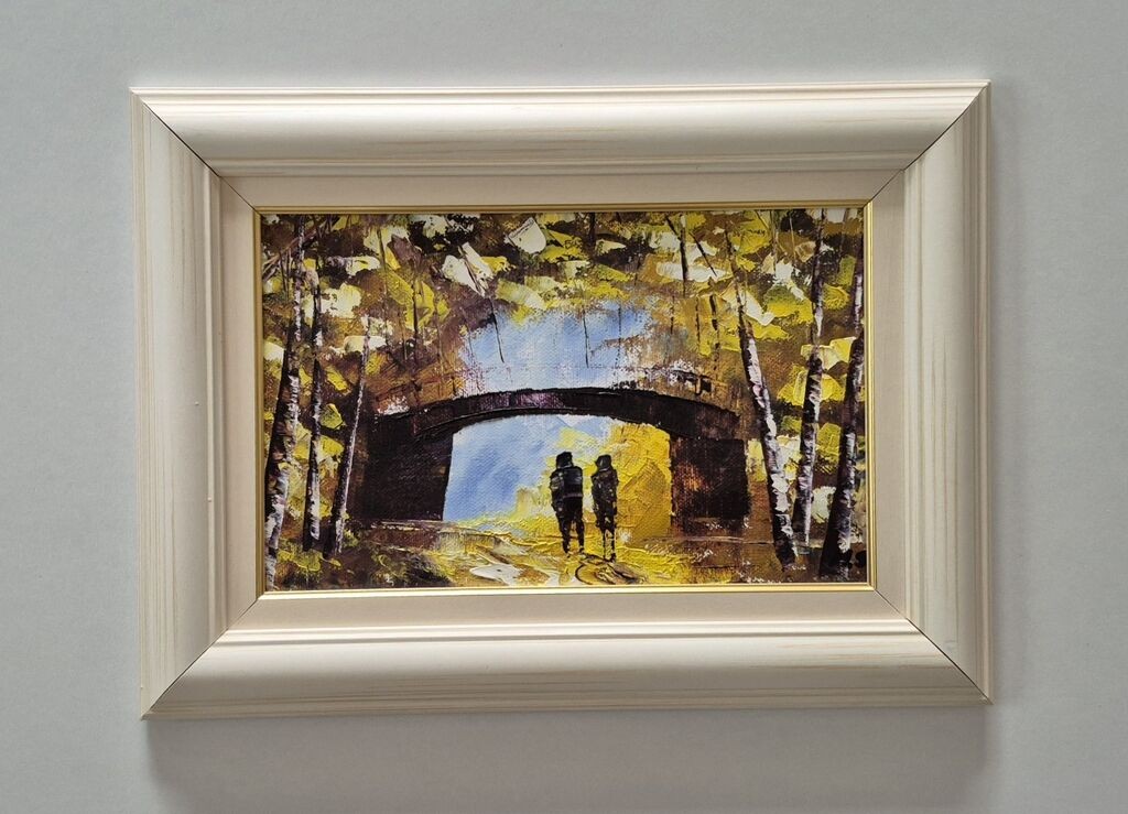 Oil on canvas - A walk through the forest, beautiful