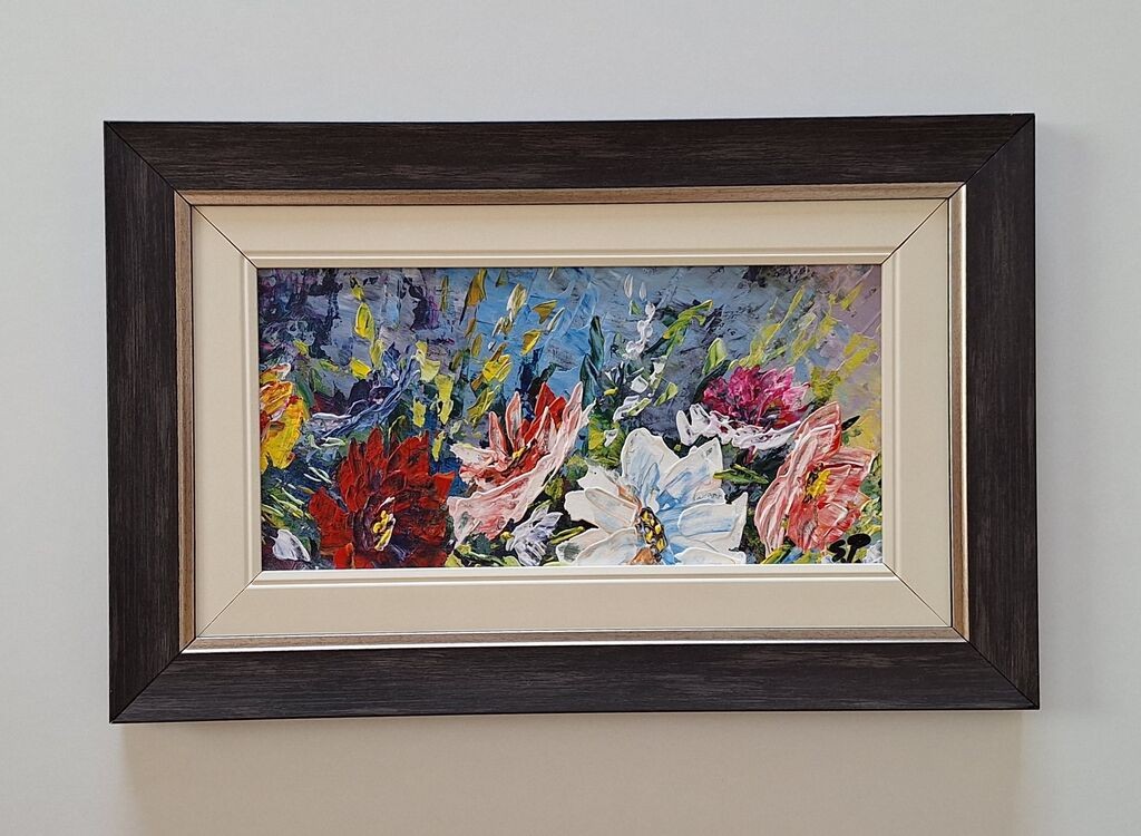 Oil on hardboard - The smell of flowers, a beautiful picture