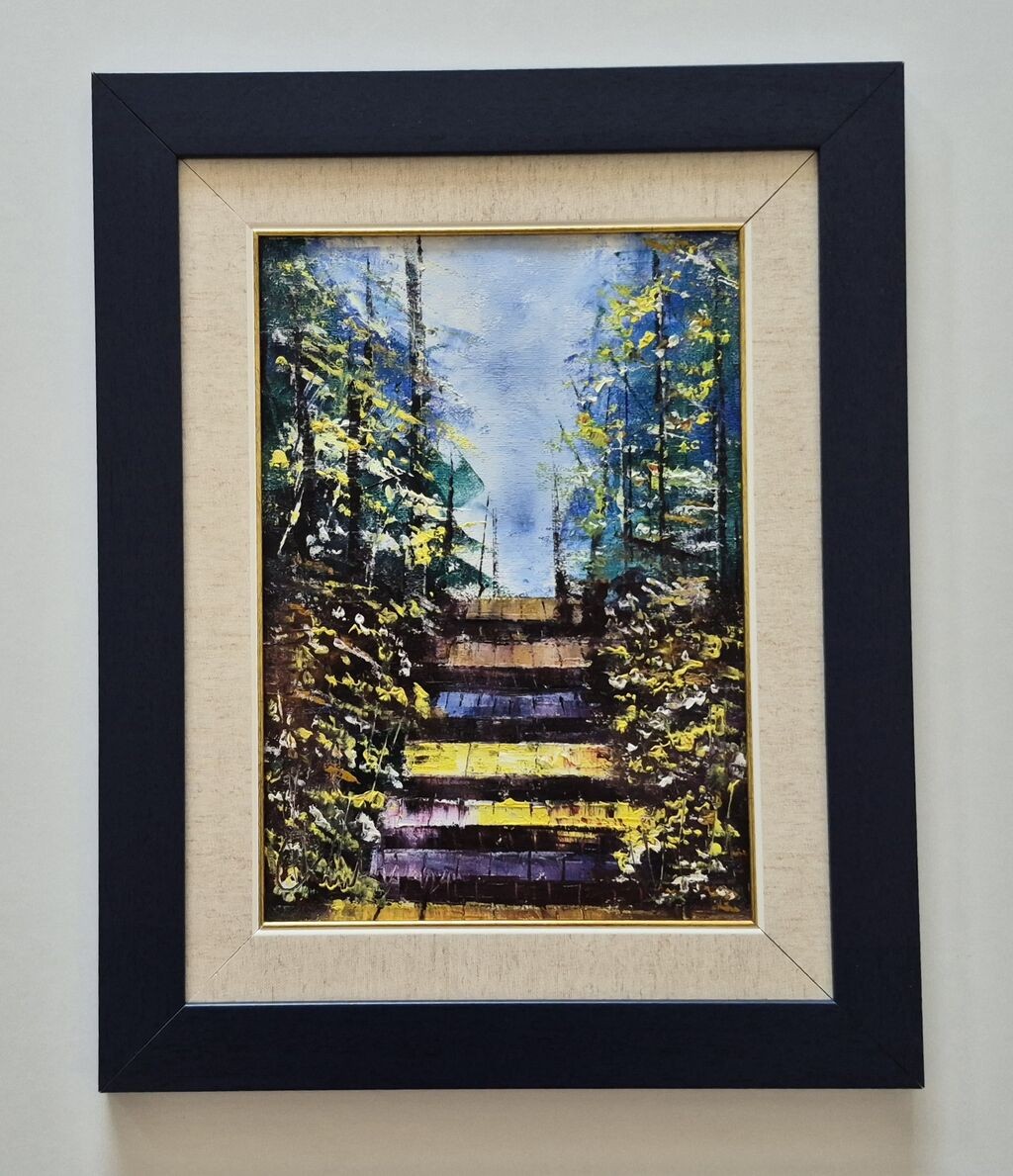 Oil on canvas - Stairs in color, beautiful picture