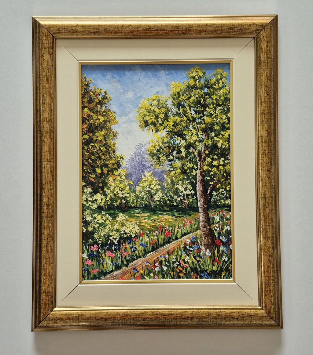 Oil on hardboard - Spring day, beautiful painting