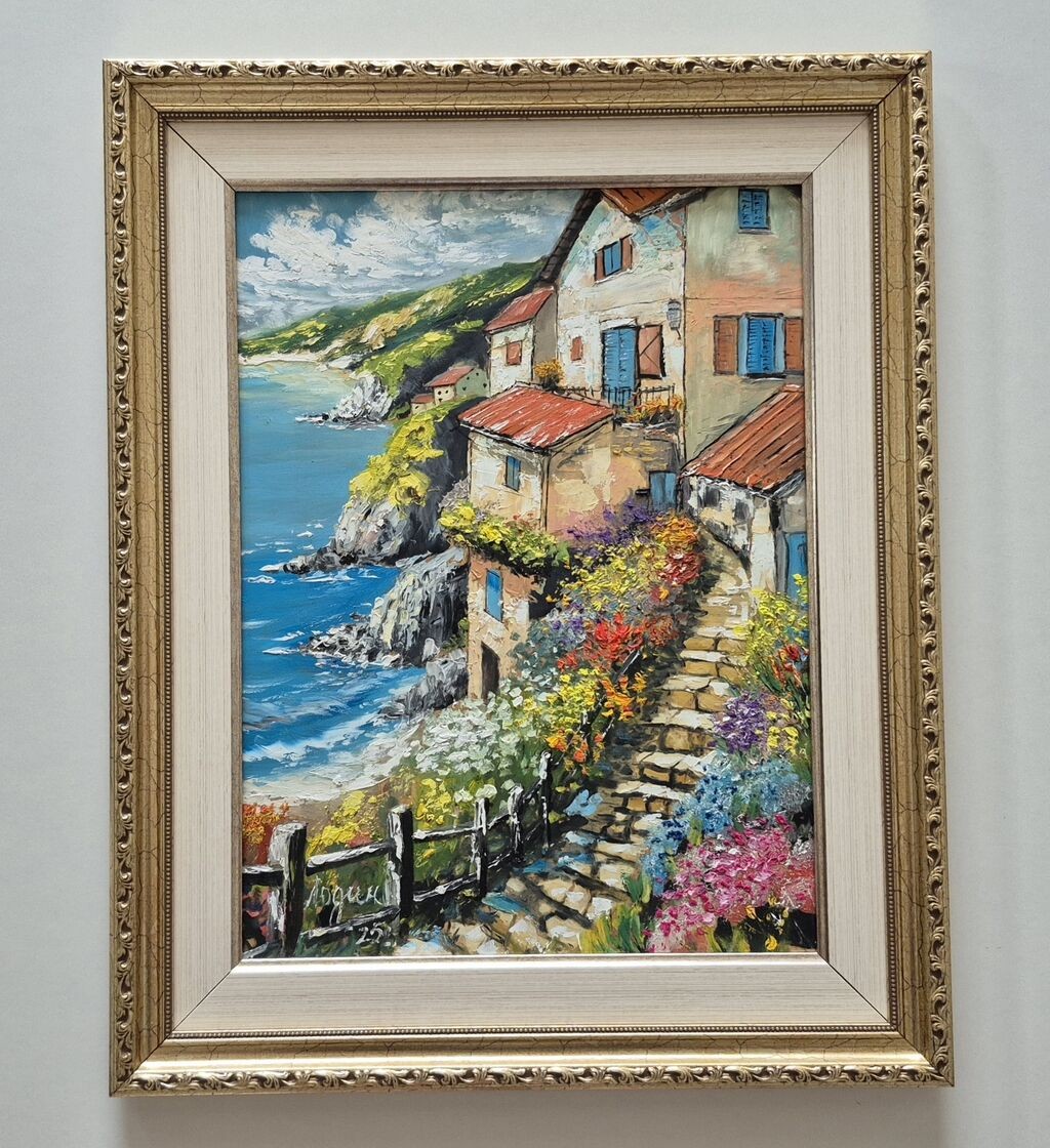 Oil on hardboard - Mediterranean fairy tale, beautiful