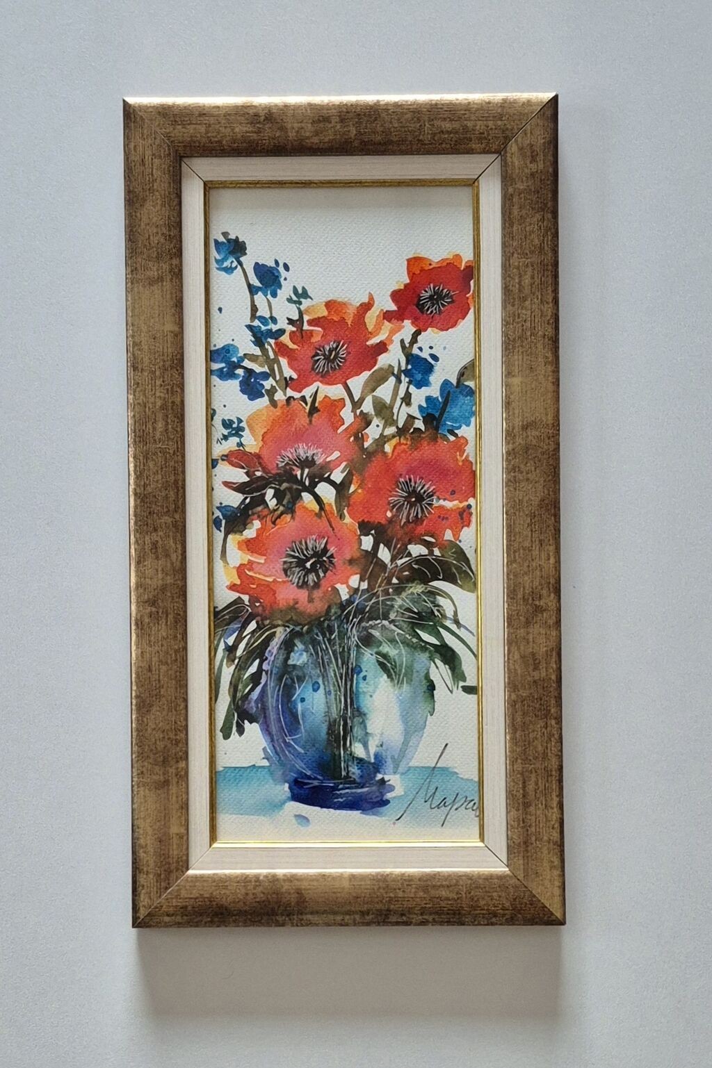 Watercolor - Flowers in a vase, beautiful picture