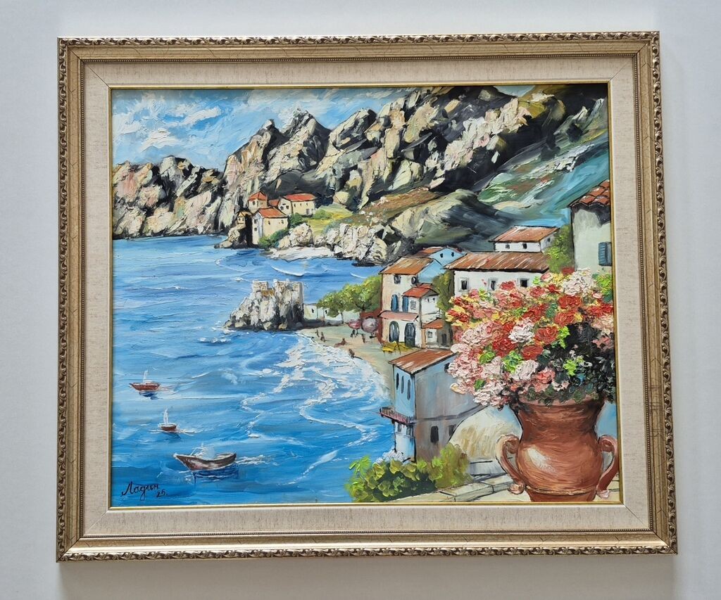 Oil on hardboard - View of the sea, picture number two