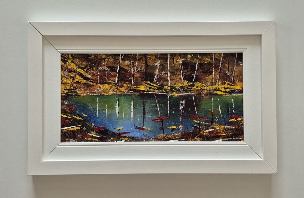 Oil on canvas - Forest oasis in bloom, beautiful