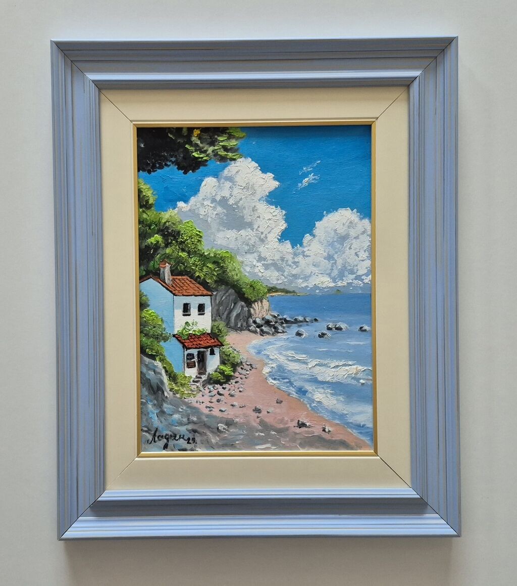 Oil on canvas - Along the coast, a beautiful picture