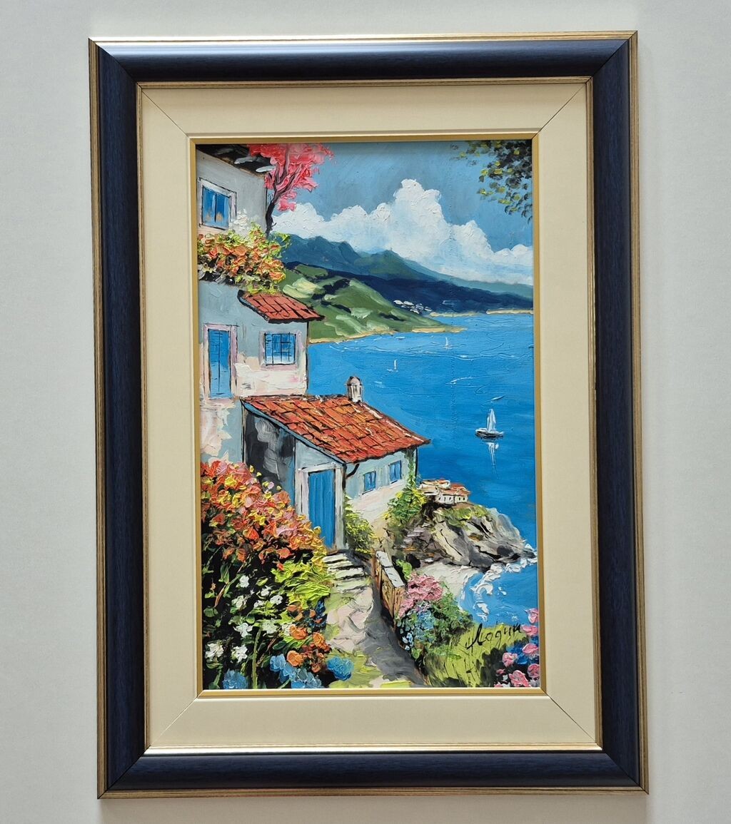 Oil on hardboard - Mediterranean, oasis number two