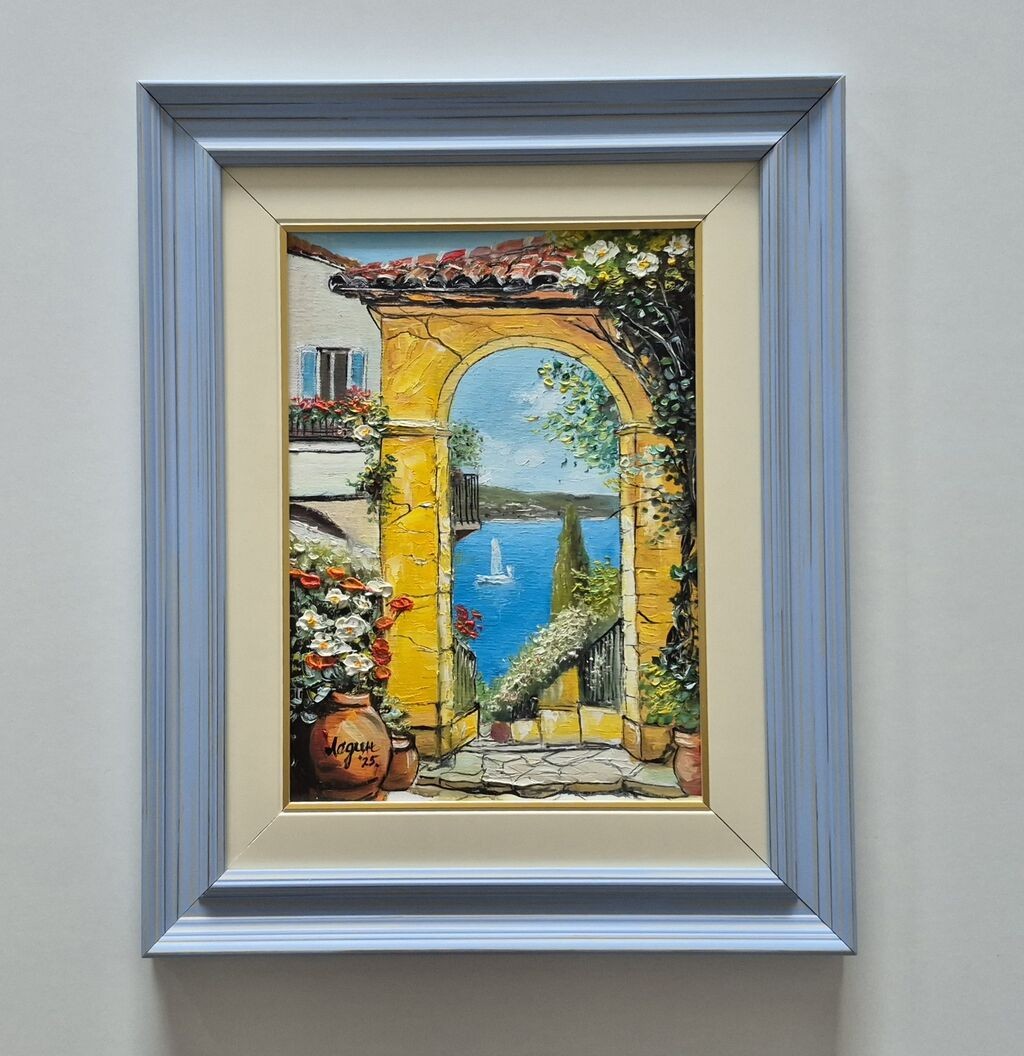 Oil on canvas - Mediterranean paradise, beautiful picture
