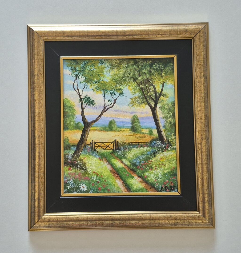 Oil on board - Summer day, beautiful painting
