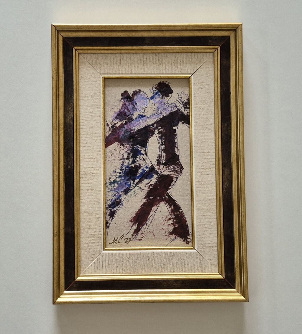 Oil on cardboard - Tango, a beautiful painting