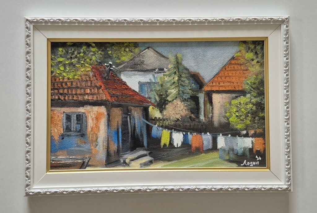 Oil on hardboard - Dvoriste, a beautiful painting