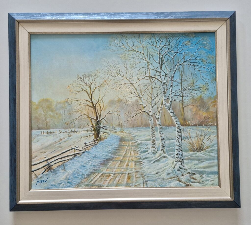 Oil on canvas - Winter morning, beautiful picture