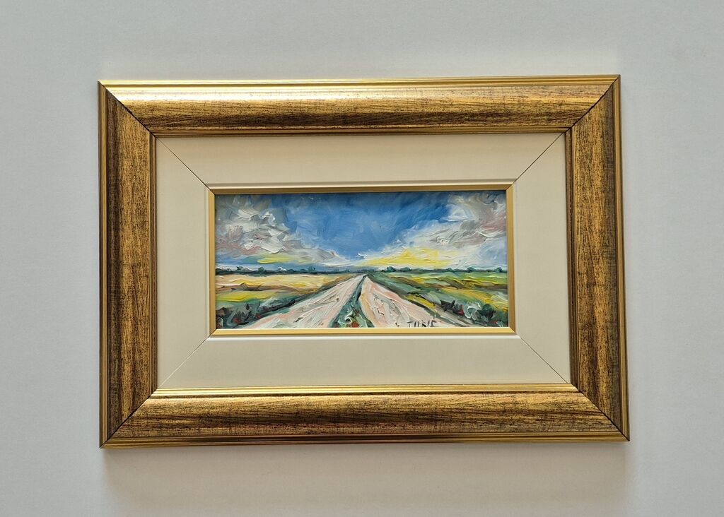 Oil on hardboard - Old road - Miniature