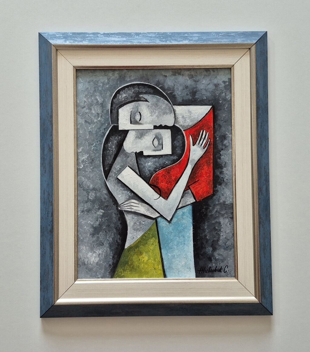 Oil on canvas - Hug, beautiful painting