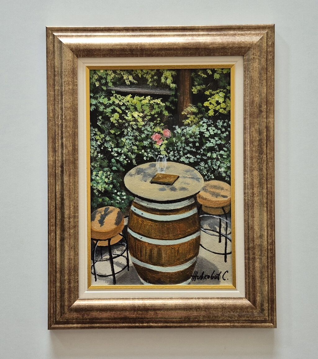 Oil on canvas - Place for wine, beautiful painting