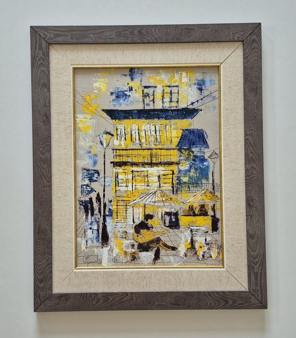 Oil on cardboard - City of Music, beautiful painting
