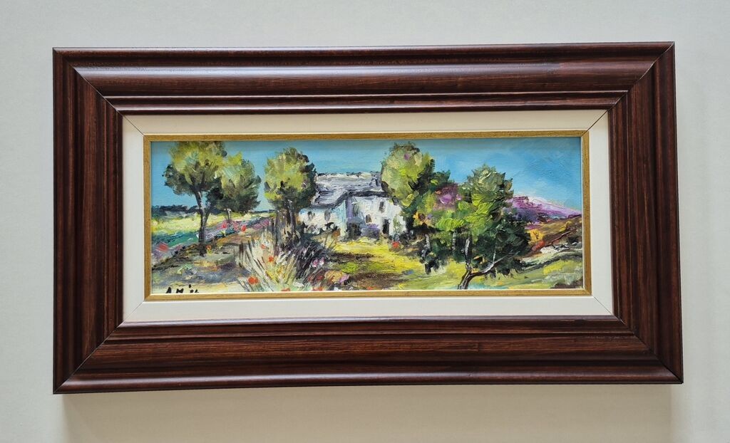 Oil on canvas - House and olives, beautiful picture