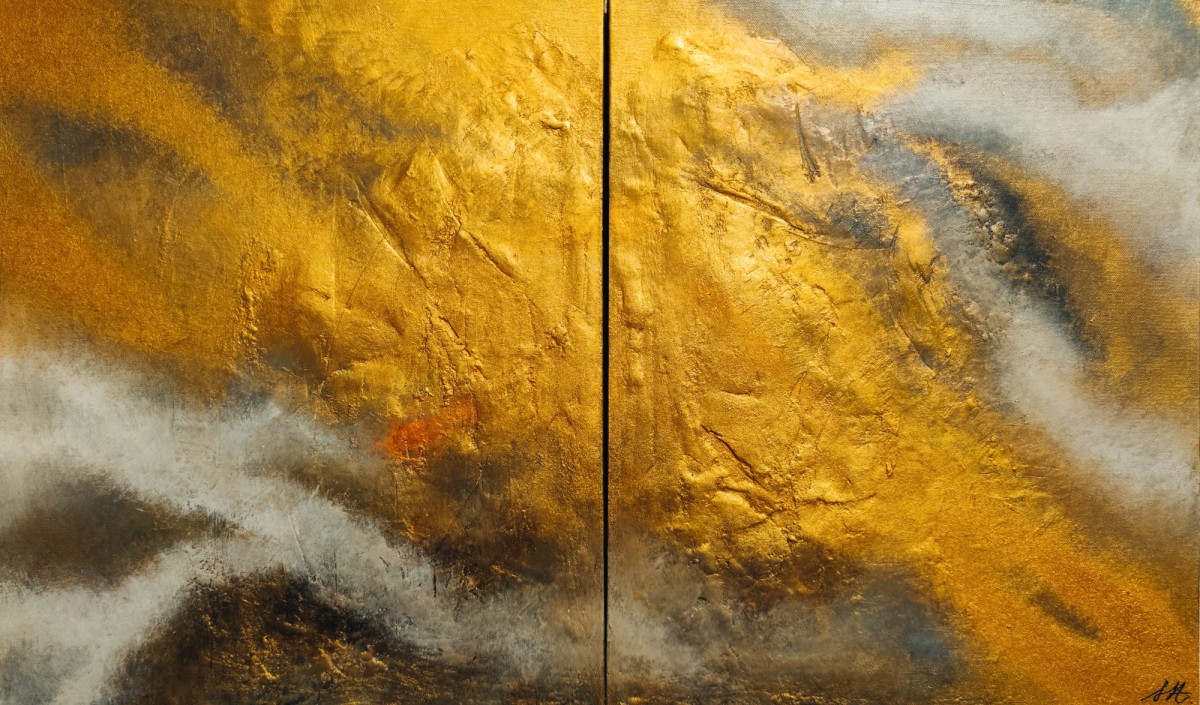 Golden nebula diptych