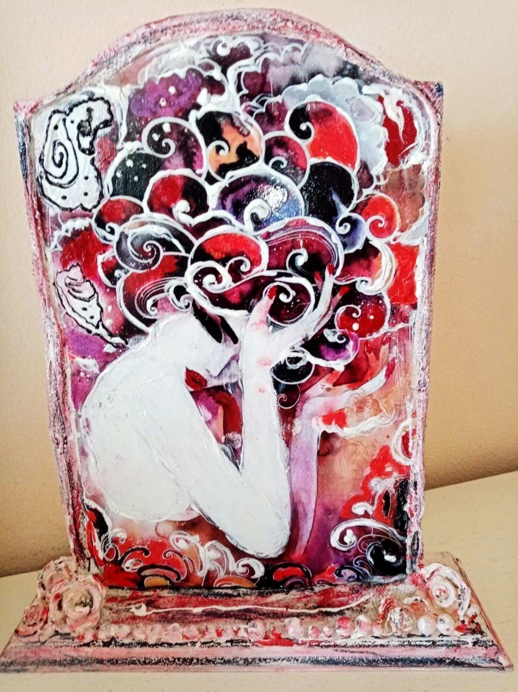 Decoupage table 3D picture Lady