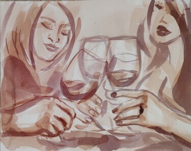 Žene koje vole vino, autor Kovačević Mira, Slikanje vinom