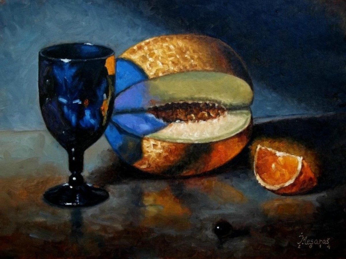 Melon and blue glasses